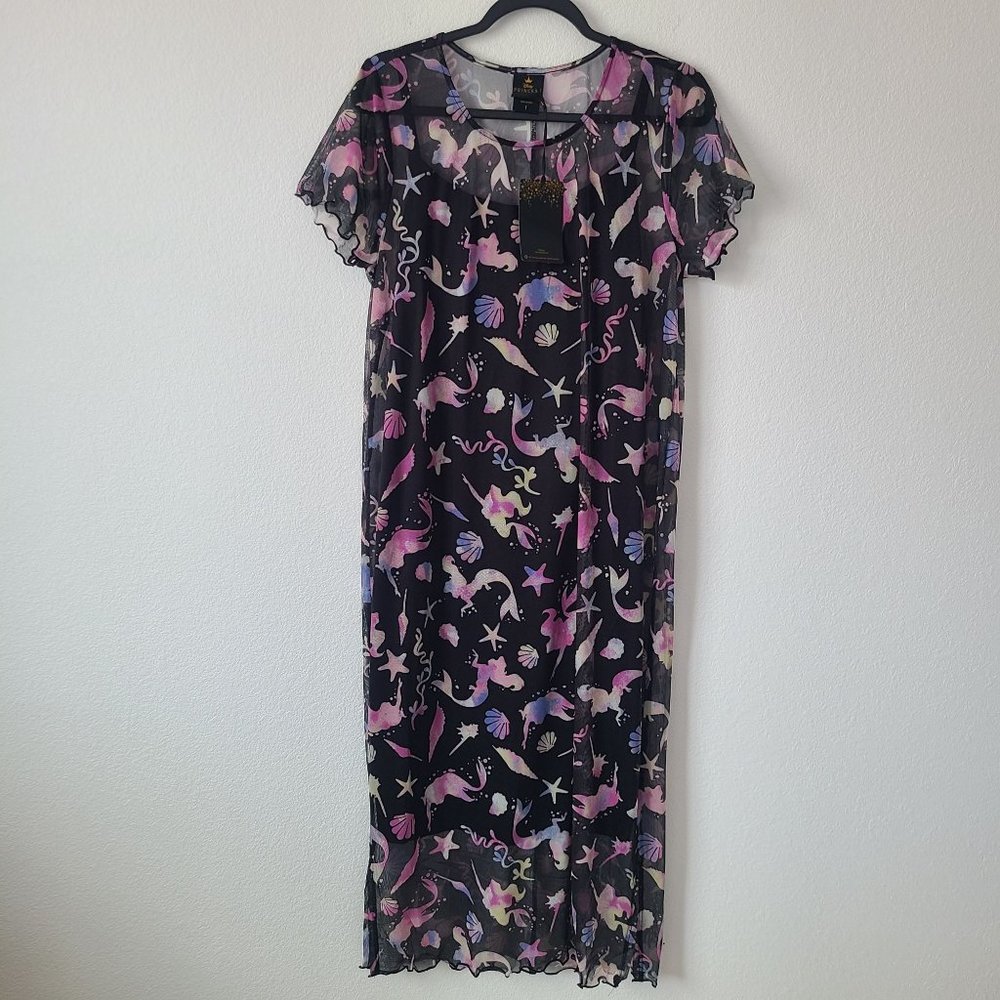 Torrid Disney The Little Mermaid Midi Mesh T Shirt Dress Plus Size 1X Black
